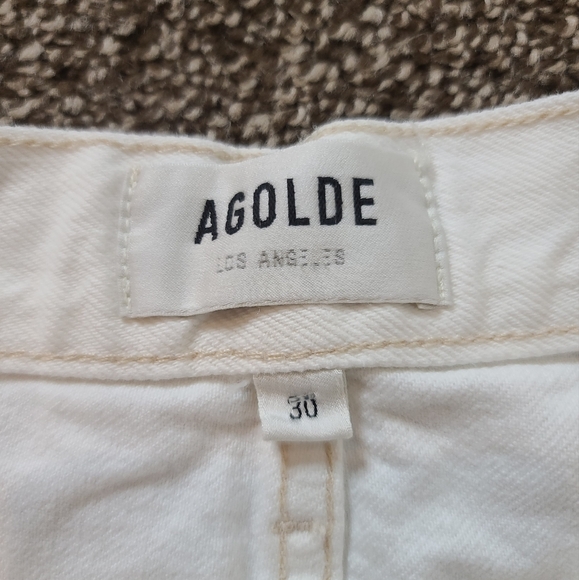 Agolde Parker Vintage Cut Off High Rise White Denim Jean Shorts Size 30 - Picture 6 of 9